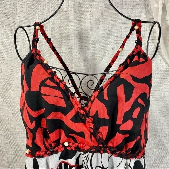 y2K Bisou Bisou Handkerchief floral v neck flowy blouse size L - Picture 7 of 7